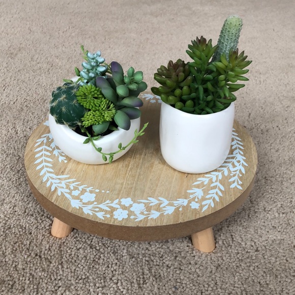 Other - 2 artificial succulent planters (wooden stand not included)